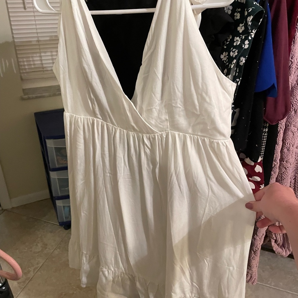 White Cross Back Tie Dress